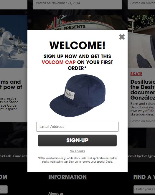 Volcom popup example