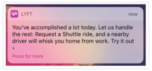 Lyft push notification example