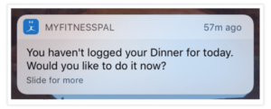 MyFitnessPal push notification example