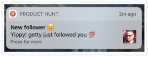 Proudct Hunt push notification example