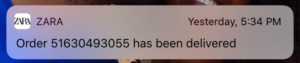 Zara Push notification example