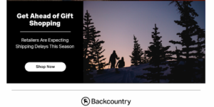 Backcountry holiday promo email