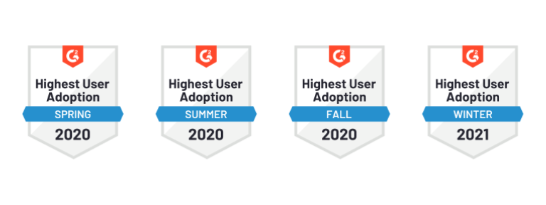 Cordial G2 badge icons from Spring 2020 - Winter 2021