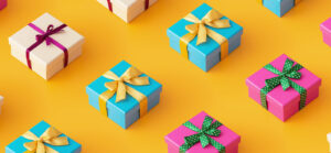 Brightly colored gift boxes