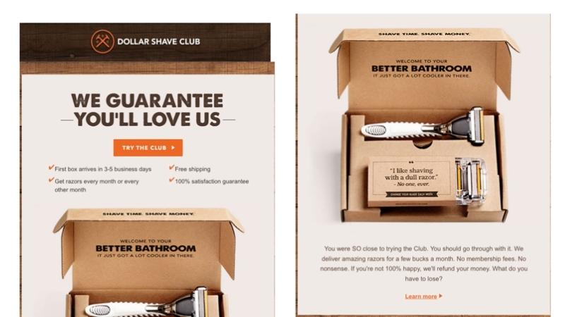 Dollar Shave Club - abandoned cart email