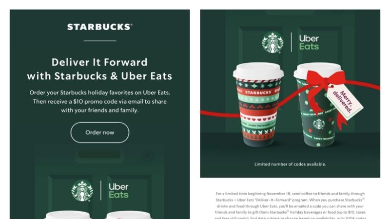 Starbucks holiday email example