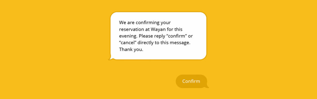 Example of SMS confirmation message
