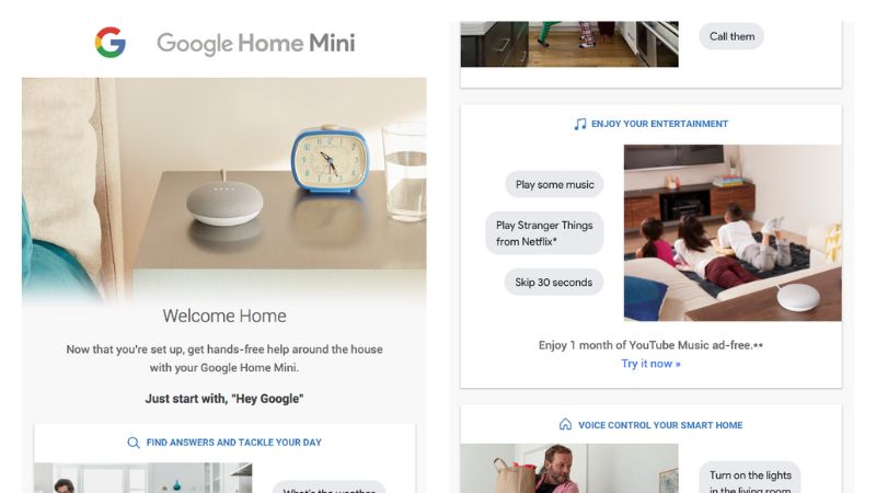 Google home welcome series example