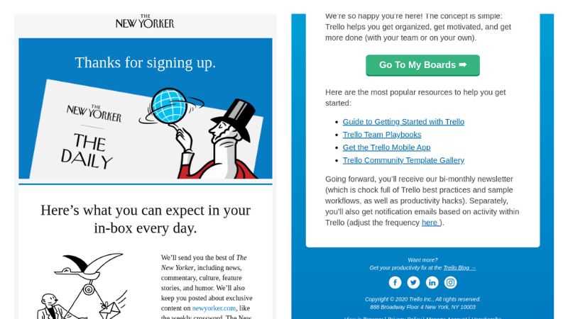 The New Yorker welcome series email example