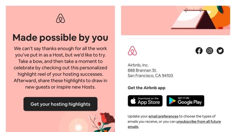 AirBNB email example