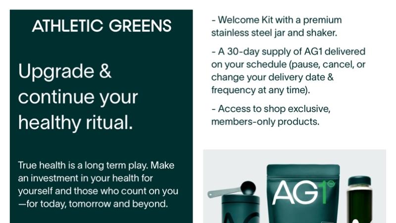 Athletics Greens post-purchase email