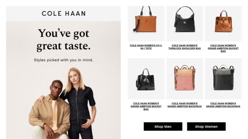 Cole Haan post-purchase email
