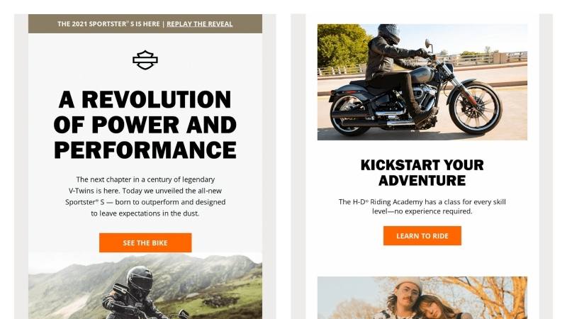 Harley-Davidson recommendations email