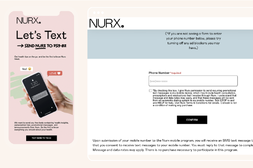 Example of Nurx email and preference center