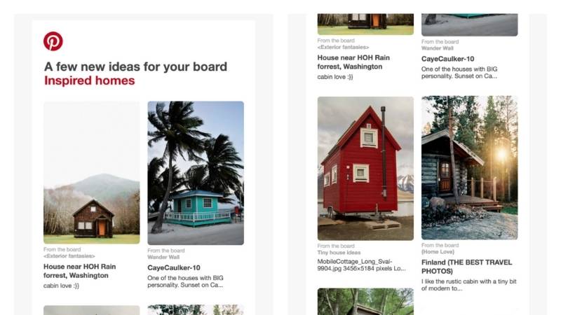 Pinterest recommendations email example