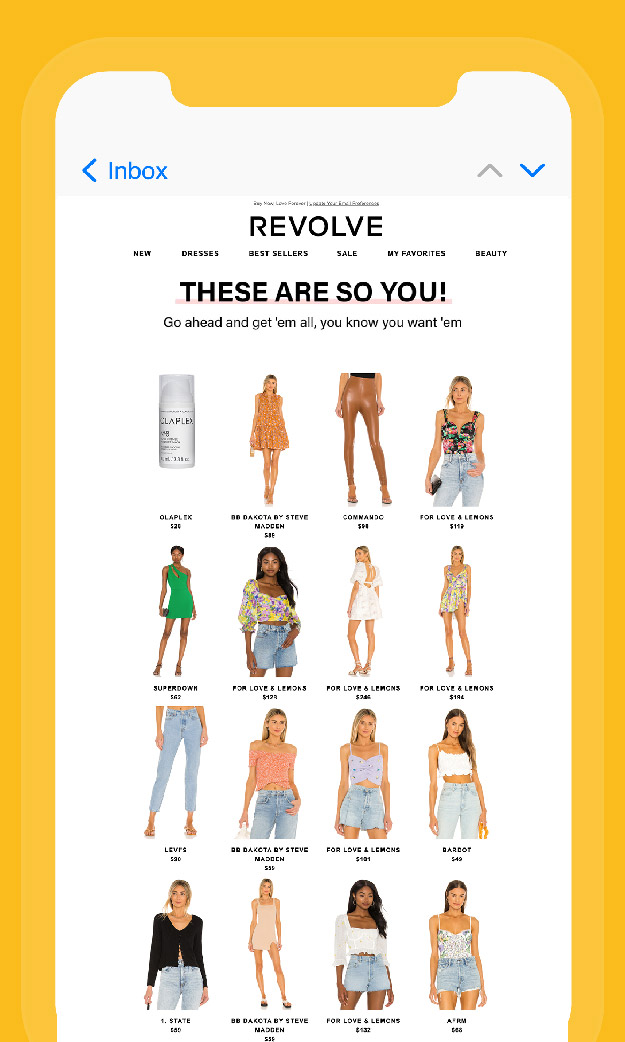 Example of an email from Revolve