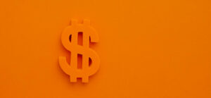 Dollar sign symbol on orange background