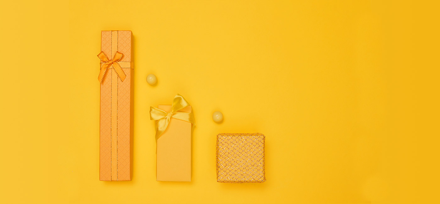 Gifts on yellow