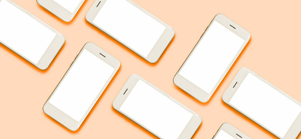 Phone pattern on light orange background