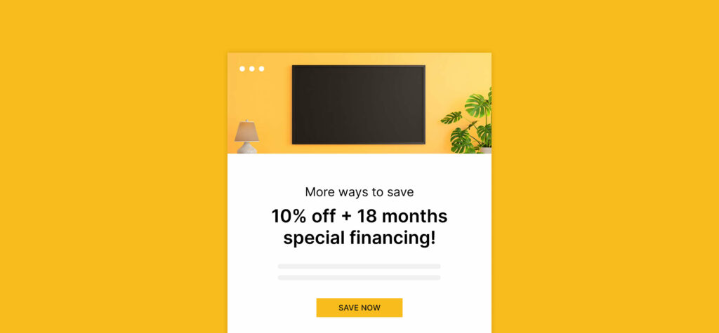Example email with financing offer