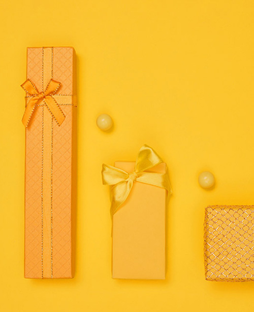 Presents on yellow background