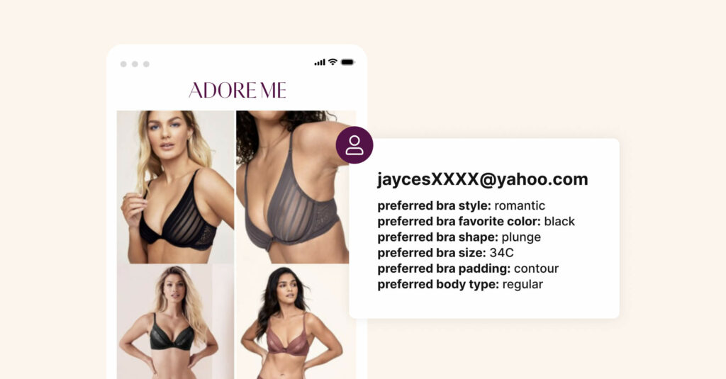 Example of customer profile from Adore Me