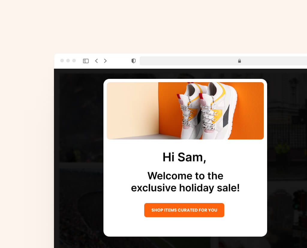 Site personalization modal example